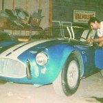 Bill Kolb Jr. with his 1965 Cobra 427 repainted white paint around radiator opening
